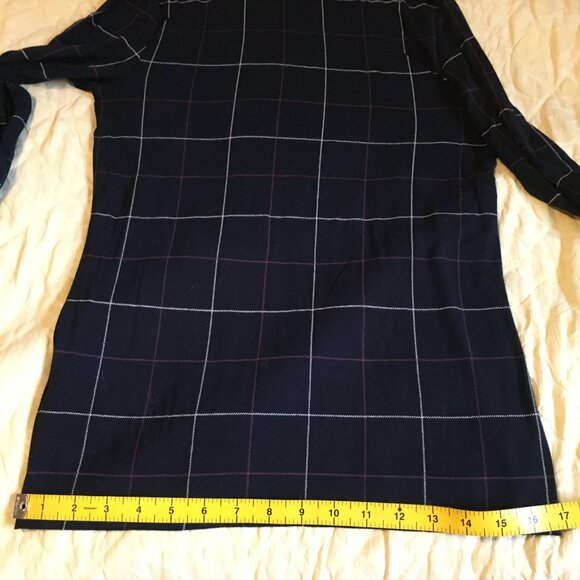 Denver Hayes Black Red White Plaid Mock Neck Viscose Long Sleeve Top XS - Picture 11 of 13